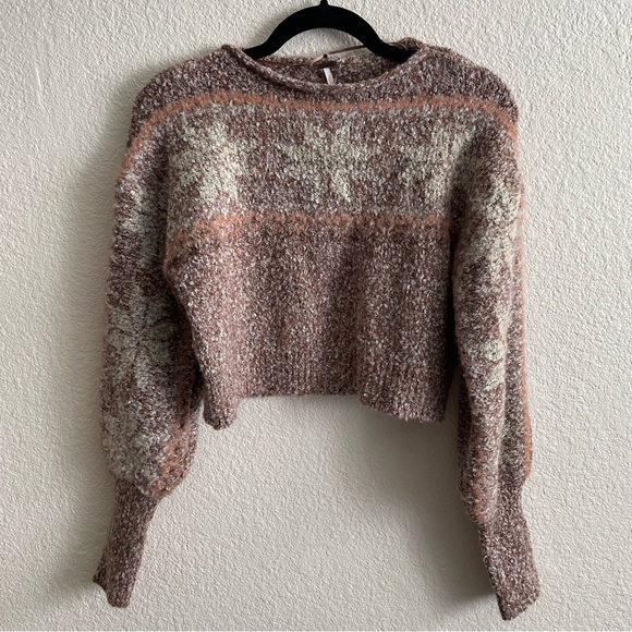 NWT Free People Snowflake Sweater Gingerbread Combo - Picture 5 of 9